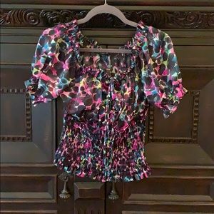Allen B Print Blouse sz M